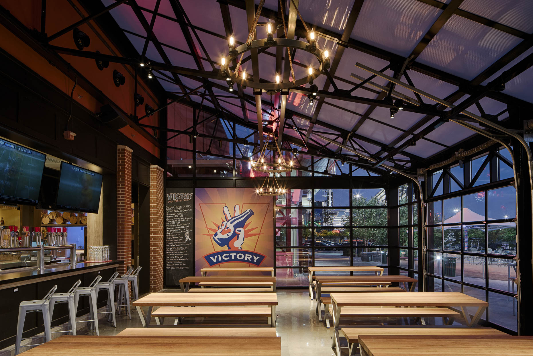 Victory Beer Hall at XFinityLive! Philadelphia by FRCH Design Worldwide photographed by Lauren K Davis based in Columbus, Ohio
