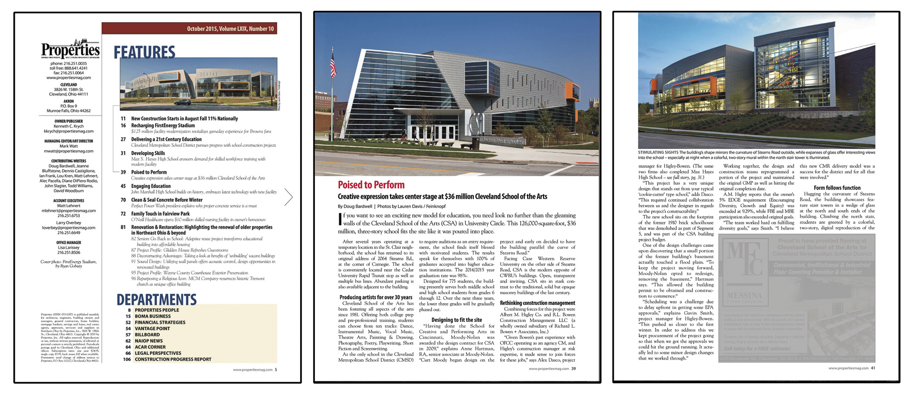 Properties Magazine October 2015 Cleveland School of the Arts