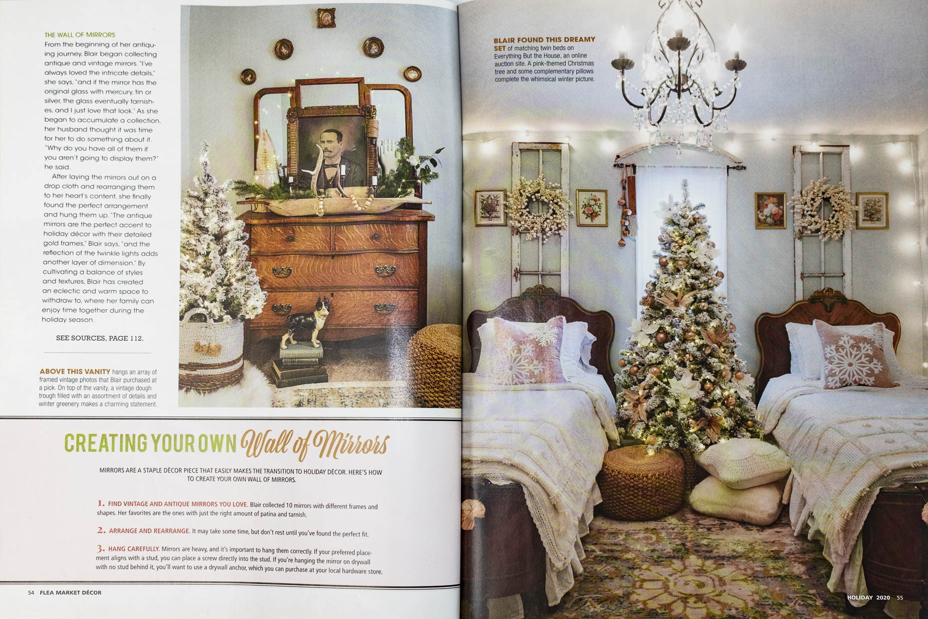 Tearsheets from Flea Market Decor 2020 Holiday Issue photographed by Lauren K Davis based in Columbus, Ohio